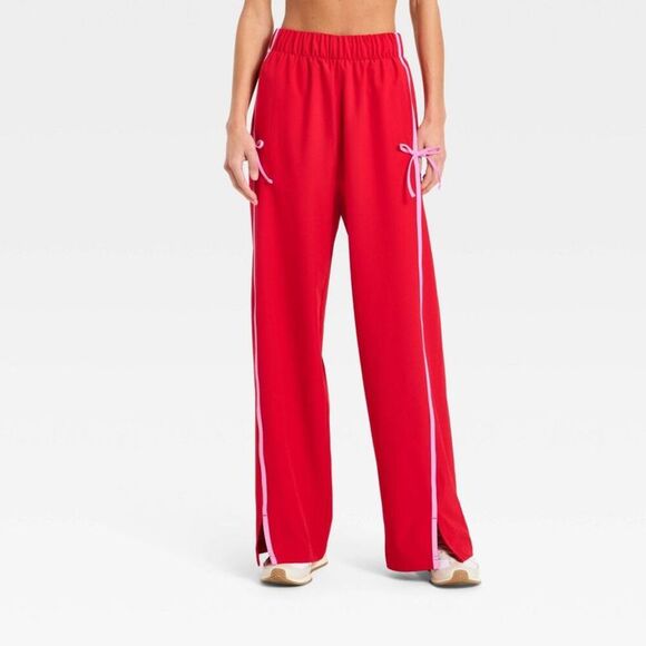 All In Motion Other - Women's Woven High-Rise Bow Track Pants - All In Motion Red M